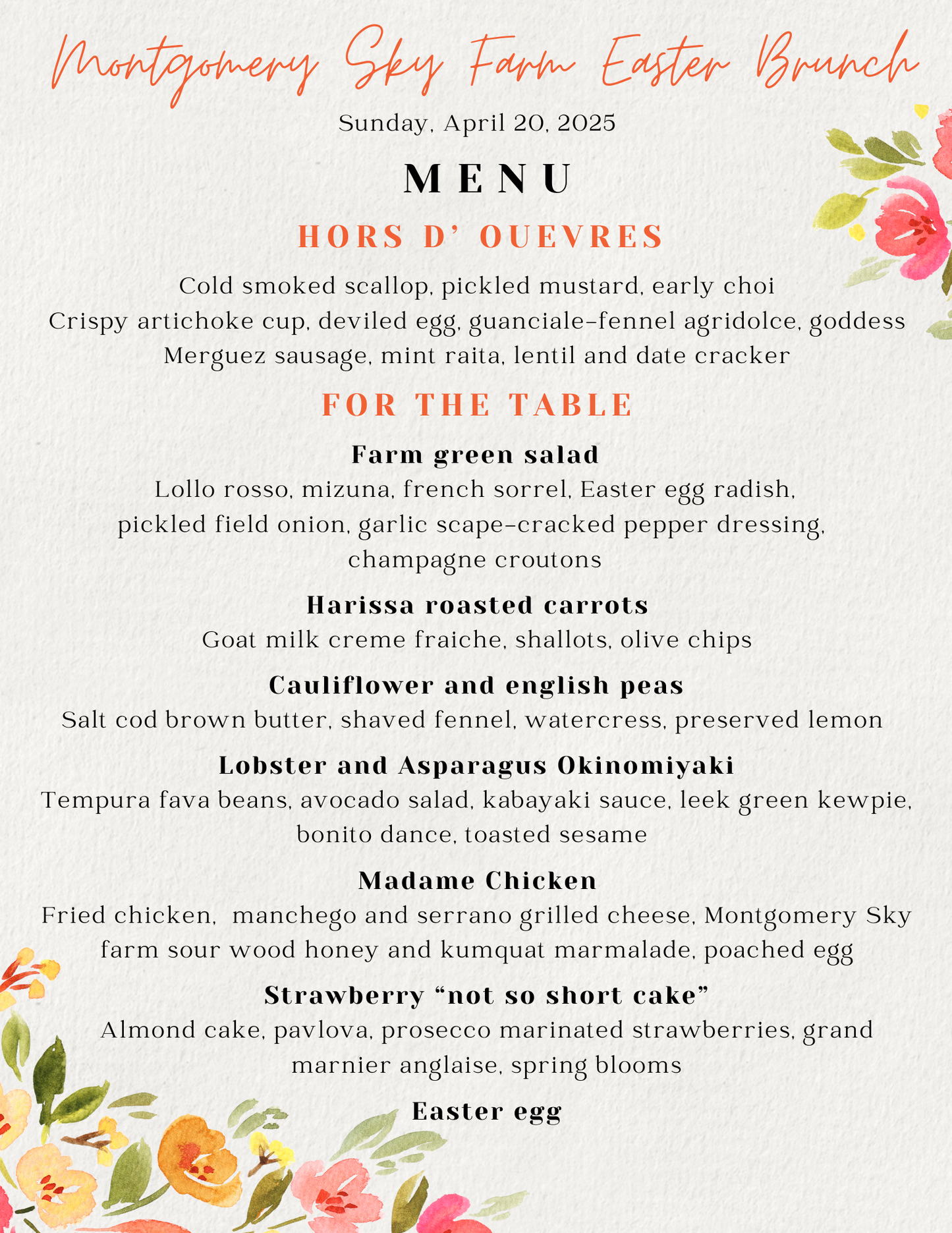 Easter Brunch on the farm