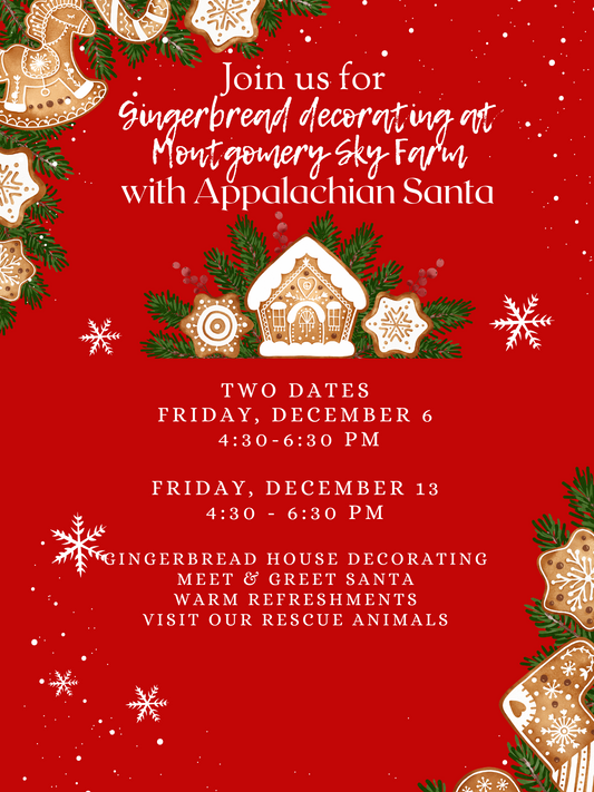 Gingerbread Decorating at Montgomery Sky Farm- DEC 6 & 13