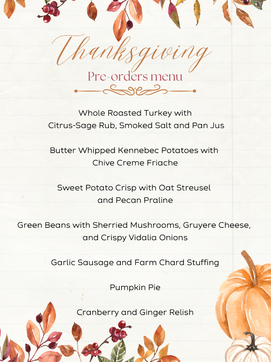 Thanksgiving Chef's pre-order meals